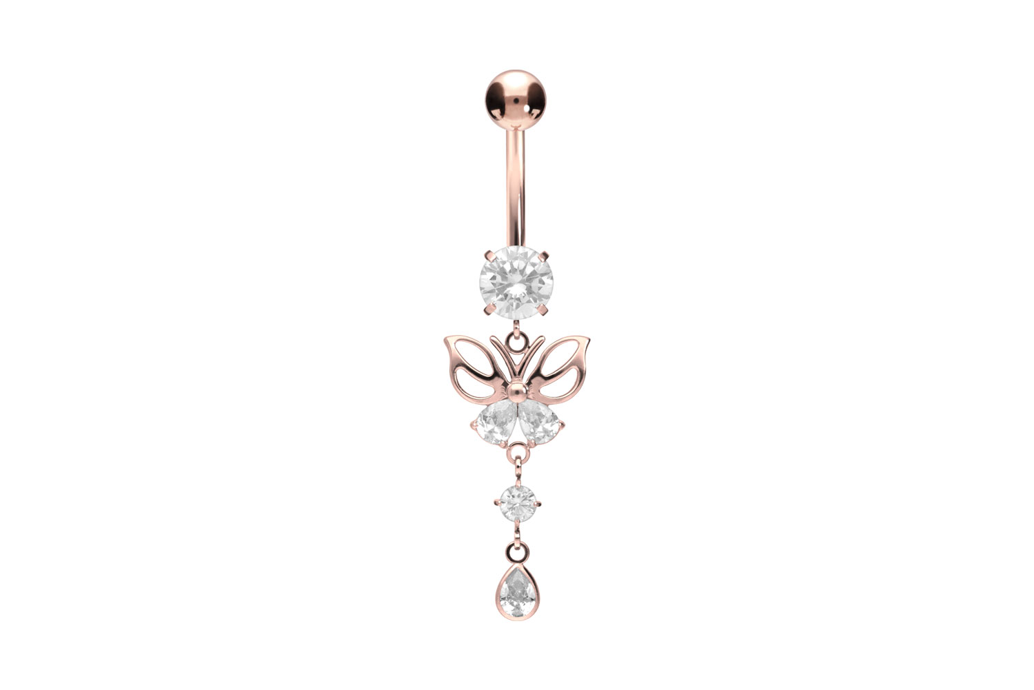 Titan Bananabell Piercing mit Innengewinde SCHMETTERLING + KRISTALLE